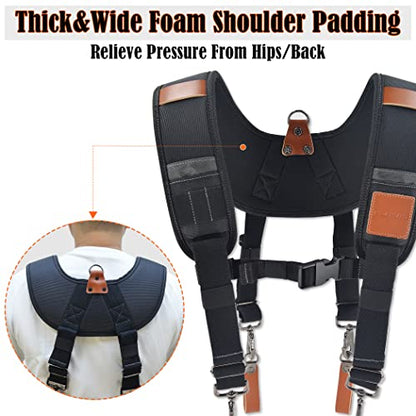 WELKINLAND Heavy-Duty Leather Tool Belt Suspenders, Carpenter Suspenders