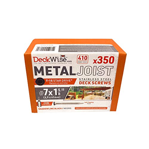 DeckWise #7x1-5/8 Metal Joist SS Deck Screws, Black, 100 Sq Ft (350ct)