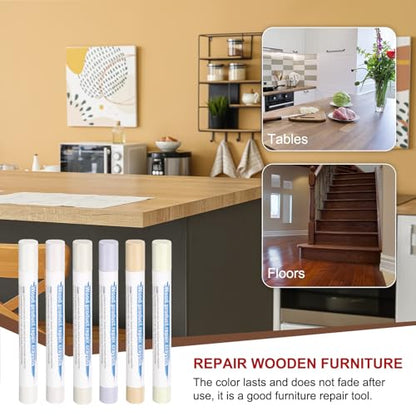 HARFINGTON Wood Filler Sticks 6 Colors Wooden Wax Touch Up Furniture Repair Crayons for Times Fabric, Wood, Titanium White, Light Taupe, White, Milk White - color: Creamy White Series