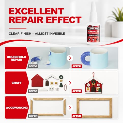 Gap Fill Thick Super Glue 30g Heavy Duty Cyanoacrylate CA Glue for Repairs - size: 1 oz