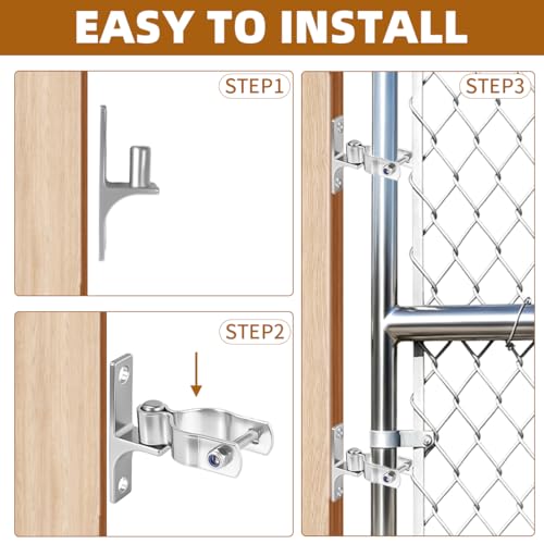 2 Pair 1-3/8" Wall Mount Gate Hinges for Chain Link Fence, Farm - size: 1-3/8''-2Pack