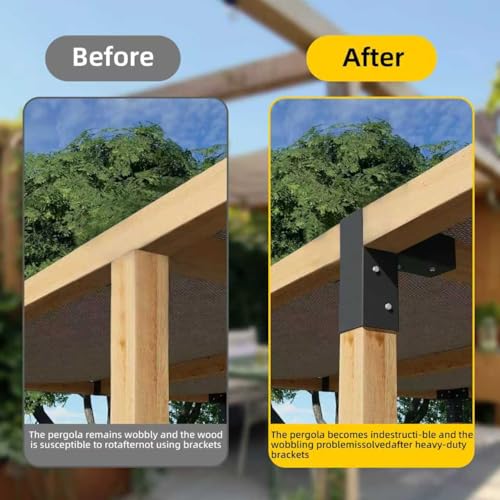 6x6 Pergola 2-Way Brackets,L-Shaped Corner Angled Design 4Pack - size: 6x6