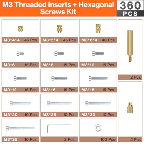 Preciva Threaded Inserts Screw Kit, M3 Heat Set Insert Tool for 3D Printing - size: M3
