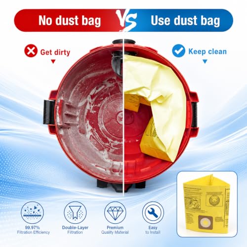 39970 Filter Bags Replacement for CRAFTSMAN 6-9 Gallon Wet Dry Vac
