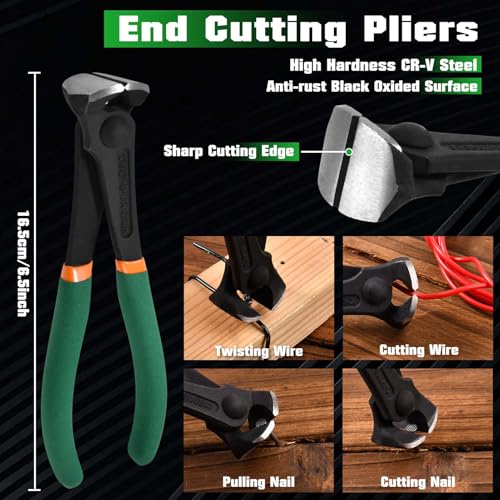 3 Pcs Nail Puller Set 6-inch End Cutting Pliers 6-inch Nail Puller Pliers 9-inch Hose Clamp Plier End Cutter Plier Set Steel Nail Cutter Tool Hardware For Cut Wires Pull Nails - style: 3 Pcs Nail Puller Set