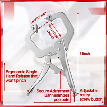 Yexiya 10 Pcs Locking C Clamps, Adjustable with Swivel Pad, 10 Pcs, 11 Inch - size: 11 Inch