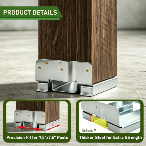 8x8 Post Base for Concrete, Inner Size 7.5"x7.5", 1 Pack, Silver - color: Silver, size: 8x8 1PCS