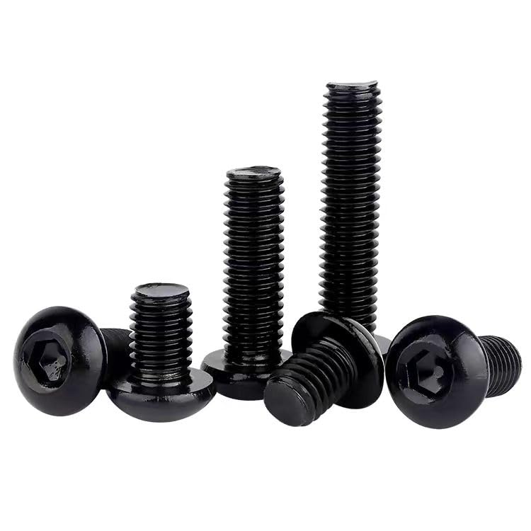 Wensilon (50Pcs) 1/4-20 * 1-1/2 Button Head Socket Cap Bolts Screws, 304 Black Stainless Steel, Allen Hex Drive, Bright Finish, Fully Machine Thread - color: Black, size: B 1/4-20*1-1/2