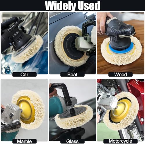 3 PCS Wool Buffing Polishing Pads 7 Inch, Natural Wool Cutting Pads with Hook and Loop Backing Compound & Polishing for Automotive Car Boats Glass Furniture Repair - size: 7" -3P