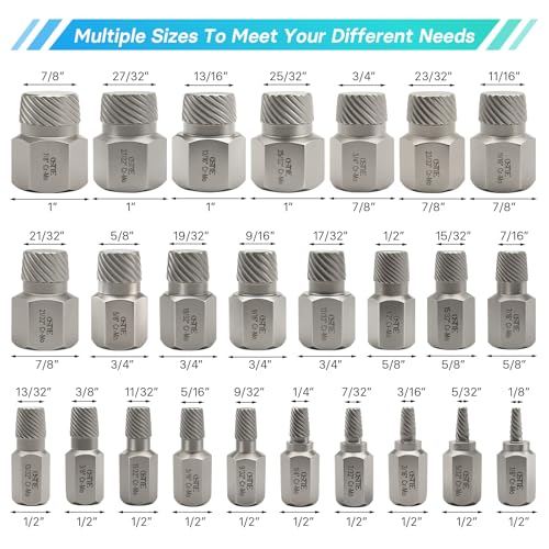 25Pcs Screw Bolt Extractor Set, Multi-Spline Easy Out Kit - size: 25 Piece