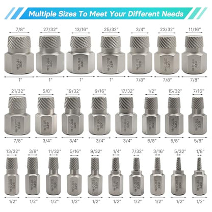 25Pcs Screw Bolt Extractor Set, Multi-Spline Easy Out Kit - size: 25 Piece
