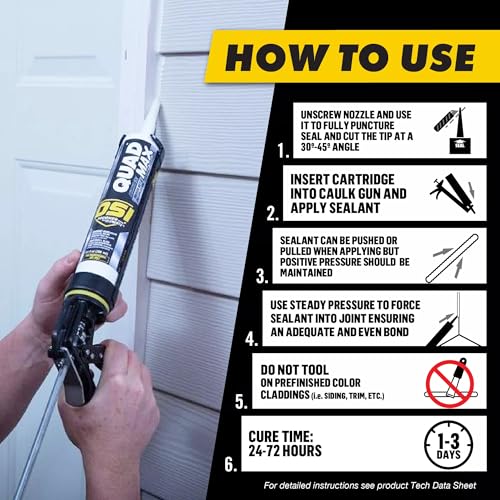 OSI Quad Max Window, Door and Siding Sealant Black 003, 9.5 fl oz Cartridge, Pack of 12 - color: Black