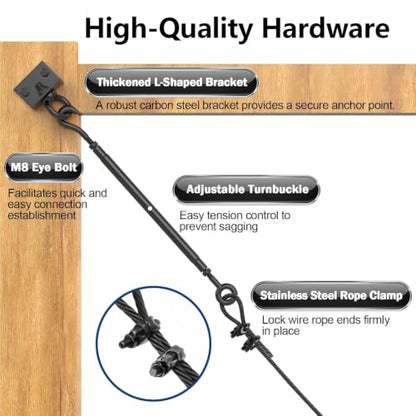 TooTaci 2 Pack Anti Sag Gate Kit, 9.8 ft 3/16" T316 Stainless Steel Cable - size: 2 Pack