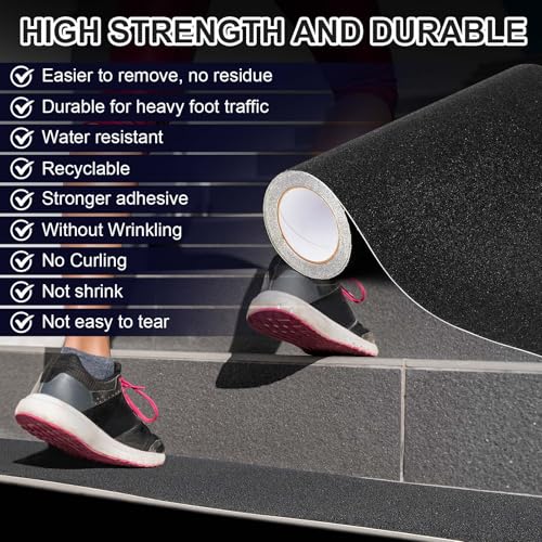 Watersay 8in x 20ft Black Anti Slip Tape Widen, Waterproof Non Skid - color: Black, size: 8 Inch X 20 ft