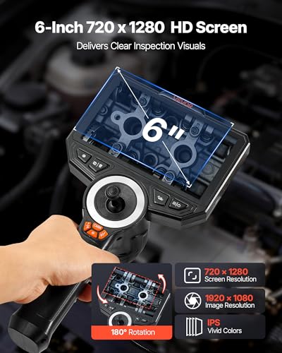 VEVOR 4-Way Articulating Borescope with Light, True 1080P HD Industrial Endoscope Inspection Camera with Articulated Probe, Flexible Snake Scope Cam for Wall Automotive Engine Inspect-4.9FT - size: 0.24-inch Probe