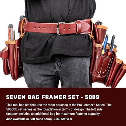 Occidental Leather Seven Bag Framer Set - Large - 23 Pockets & Tool Holders - Premium Top-Grain Leather - Made in USA - size: Large