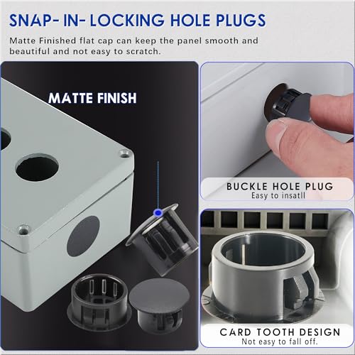 300 PCS 5 Sizes Nylon Plastic Hole Plugs, Black Screw Covers Caps - size: 5 Sizes, Black((3/16“-1/2”, 300 PCS)