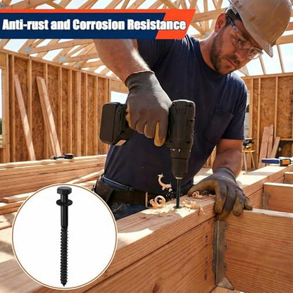 Tandefio 50 Pack 1/2''X 6'' Lag Bolts Screw with Washer Galvanized, Black - size: 1/2''x 6''