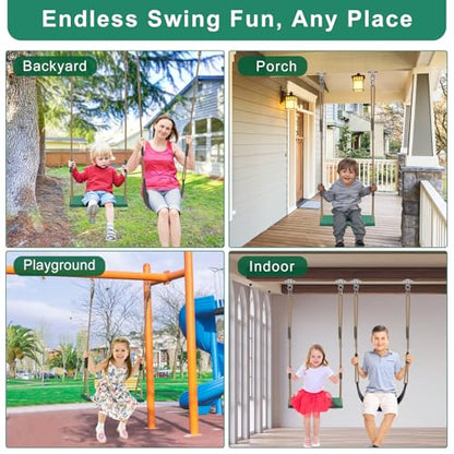 SELEWARE Heavy Duty Swing Seat Replacement for Kids Adults, Black & Green - color: B: Black & Green Swing Seat (2 Pack)