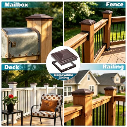 SIEDiNLAR 5x5 Post Caps Brown 6 Pack, Fence Post Covers Outdoor Waterproof - color: Brown, size: 5x5in, 6 Pack