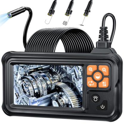 SKYBASIC Industrial Endoscope Borescope Camera with Light, 4.3'' HD Digital Handheld Waterproof Sewer Tools Snake Inspection Camera with 8 LED Lights 65.6FT Semi-Rigid Cable, Cool Gift Gadgets for Men - size: 65.6FT