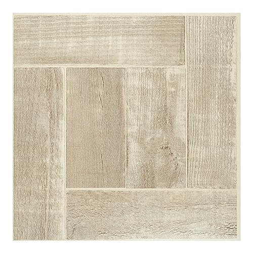 Tivoli Self Adhesive Vinyl Floor Tiles, 45 Tiles, 12 x 12 in, Peel & Stick - color: Saddlewood