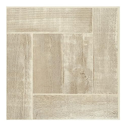 Tivoli Self Adhesive Vinyl Floor Tiles, 45 Tiles, 12 x 12 in, Peel & Stick - color: Saddlewood