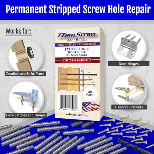 20-Pack #9 x 3 inch Permanent Stripped Door Hinge Screw Hole Repair Kit - size: 20 Pack