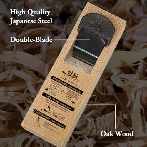 SUIZAN Kanna Japanese Wood Planer 1.7" Double Blade - Hand Block Plane - size: 1.7 inch (42mm) 2-Blade