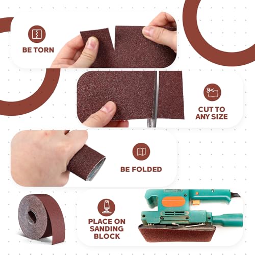 240 Grit Sandpaper Roll 3''x100 ft Long Continuous Emery Cloth Drum Sander Sand Paper Roll for Wood Furniture Finishing Metal Sanding Automotive Polishing, Wet and Dry Sanding, Aluminum Oxide - size: 240 Grit