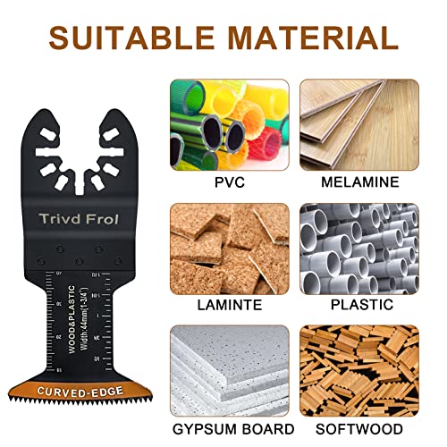 Trivd Frol 100 PCS Curved-Edge Oscillating Tool Blades for Wood Plastics