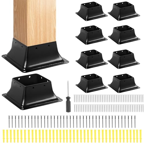 4x4 Post Base 10 Pcs, Inner Size 3.7"x3.7", Heavy Duty Powder-Coated, for Deck Railing Support Deck Base - size: 4x4 10pack