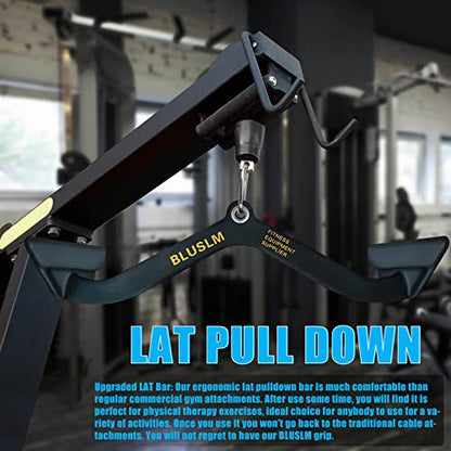 BLUSLM LAT Pull Down Bar for Cable Machine, LAT Pulldown Attachments T-bar V-bar Cable Attachment for Gym, Back Tricep Strength Training Handle - size: 24.4 Inch-1 Pack