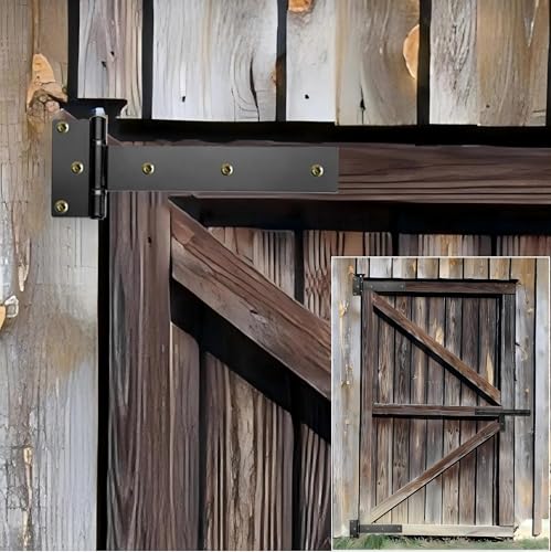 12 Inch Heavy Duty T Strap Hinges (2-Pcs), 4mm Thickened Solid Steel - size: Middle