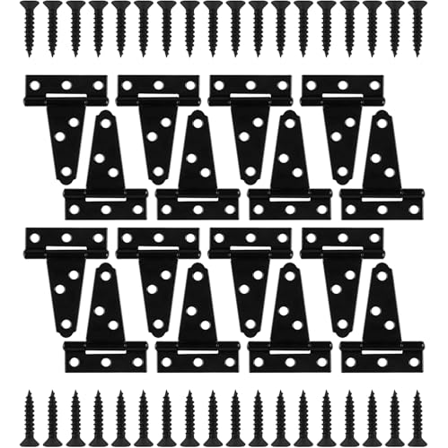 16 Pack 2 Inch T Strap Hinges Heavy Duty Black Outdoor Tee Hinge