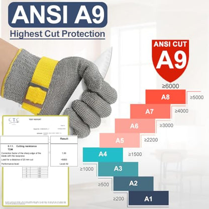 Dowellife Comfortable ANSI A9 Cut Resistant Glove Food Grade, Mesh Metal Kithcen Glove for Chef Oyster Shucking Mandoline Knife Butcher Meat Cutting - size: Medium (Pack of 12)