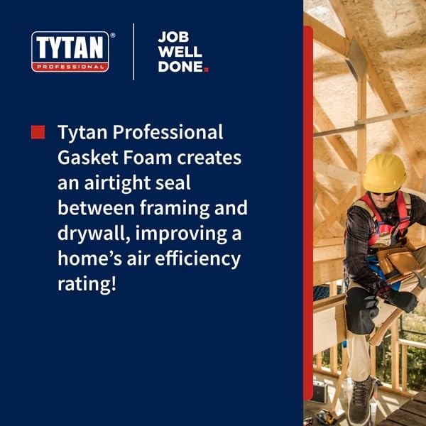 TYTAN Professional Gasket Foam Sealant – 14oz Can – Creates Airtight Seal Between Framing & Drywall – Improves Energy Efficiency (3 Can Kit) - style: 3 Can Kit