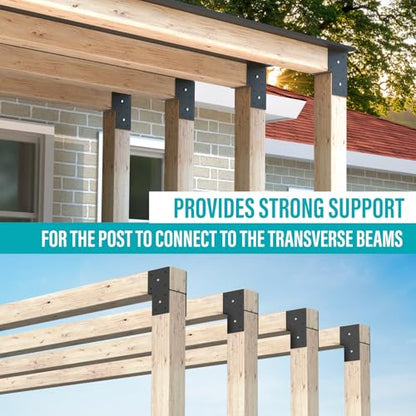 2 Pack 6x6 Heavy Duty End Post Cap Tie Bracket for Gazebo, Deck - size: End 6"x6"(Actual 5.5"x5.5")