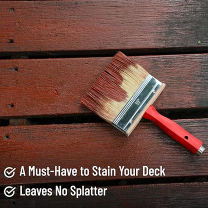 Bates- Deck Stain Brush Set, 3 Pack, 3”, 4” and 6”, Deck Stain Applicator, Red Handle, Stainless Steel Ferrule