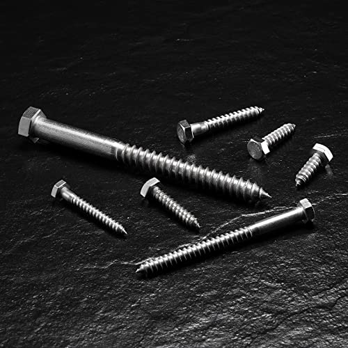 1/4" x 2" Hex Head Lag Screws Bolts 20Pcs 304 Stainless Steel 18-8, Partial Thread, Hexagon Head Wood Screws by SG TZH - size: 1/4-20 x 2"