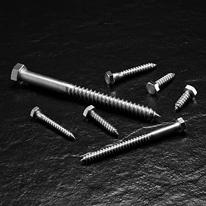 1/4" x 2" Hex Head Lag Screws Bolts 20Pcs 304 Stainless Steel 18-8, Partial Thread, Hexagon Head Wood Screws by SG TZH - size: 1/4-20 x 2"