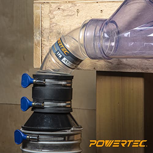 POWERTEC 70337-P2 2-1/2" Dust Control Flex Cuff w/Adjustable Key Hose Clamps, Hose Connector Rubber Cuff Coupler for Woodworking Dust Collection Fittings, Dust Collector Accessories & Machinery, 2 PK - size: 2-1/2", 2PK