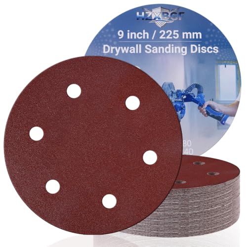 20 PCS 9 Inch 6 Hole Sanding Discs, 220 Grit Hook and Loop Round Sandpaper - color: 220Grit 20PCS