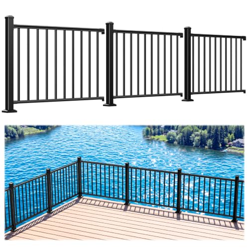 Egadis 3 Pack 36 in x 4 ft Modular Aluminum Porch and Deck Railing Kit - color: Level 4ft - 3Panel 3Post