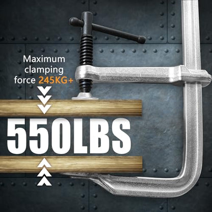 Heavy-Duty 12-Inch F-Clamps, 2-Pack, 550 Lbs Forged Alloy Steel - size: 12 x 3 Inch (300×80mm)/550 Lbs