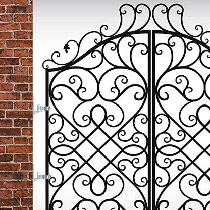 2 Pack 1-3/8 Inch Wall Mount Gate Hinge Metal Hinges Fence Post Chain Link Fence Frame Hinge Outdoor Gate Hardware (Screws Included)
