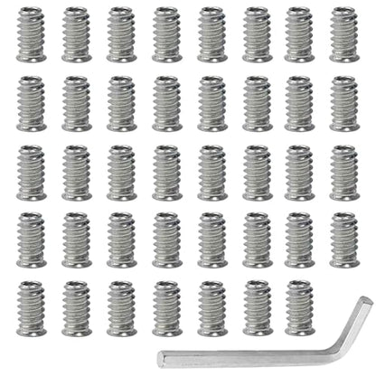 40PCS 1/4-20 x 20mm Threaded Inserts for Wood, Hex Socket Drive Metal Nut Fasteners with Hex Wrench for Furniture Assembly - size: 1/4-20 x 20mm