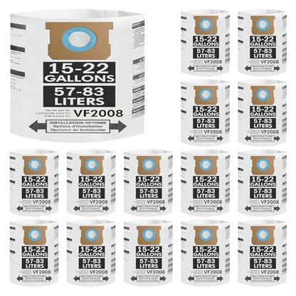 15 Pack 15-22 Gallon Vacuum Bags Compatible with Shop Vac 15-22 Gallon Vac - size: 15 pcs