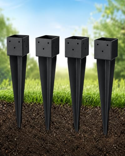 4x4 Post Anchor Ground Spikes, 4-Pack, 16 in, Black - color: 4''X4''--4 Pack