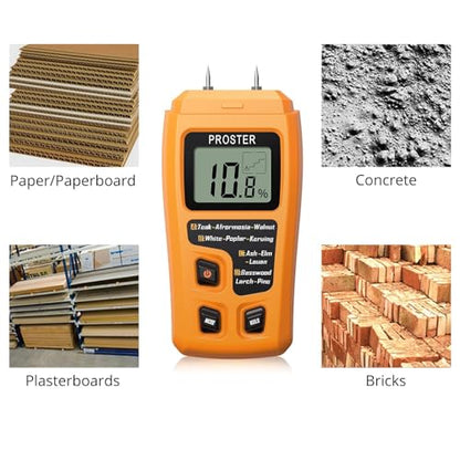 Proster Wood Moisture Meter 4 Modes 0-99.9% for Wood/Paper/Firewood